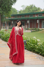 Premium Faux Blooming Embroidered Gown With Dupatta