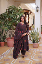 Premium Cotton Embroidered Kurti Pant Dupatta Set