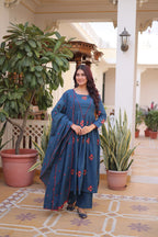Premium Cotton Embroidered Kurti Pant Dupatta Set