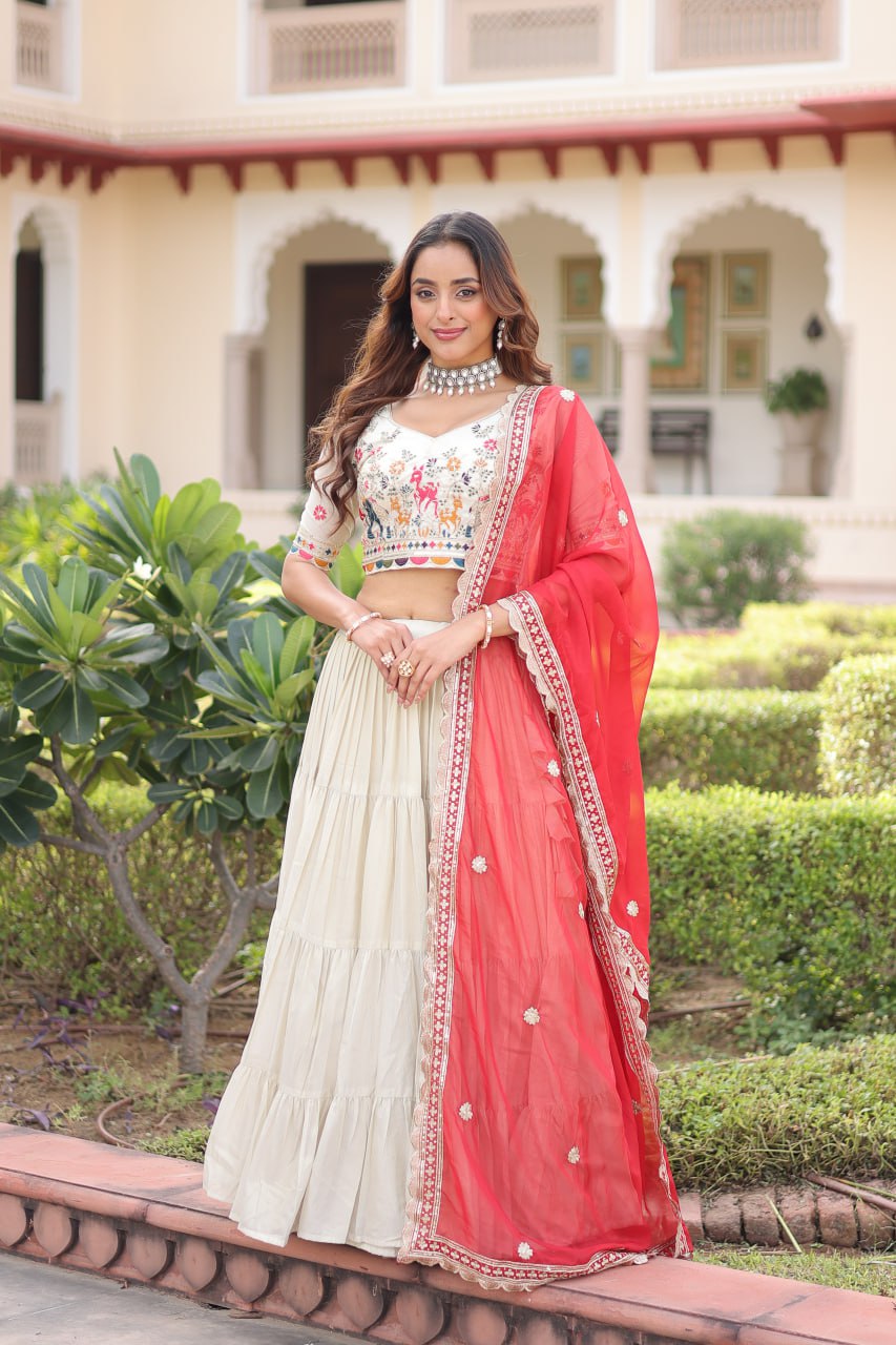 Premium Designer Cosmos Silk Lehenga Choli Dupatta Set