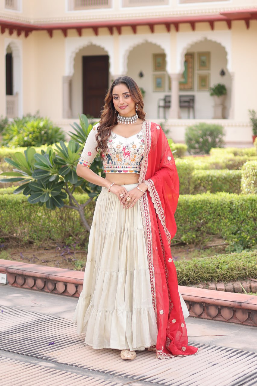 Premium Designer Cosmos Silk Lehenga Choli Dupatta Set