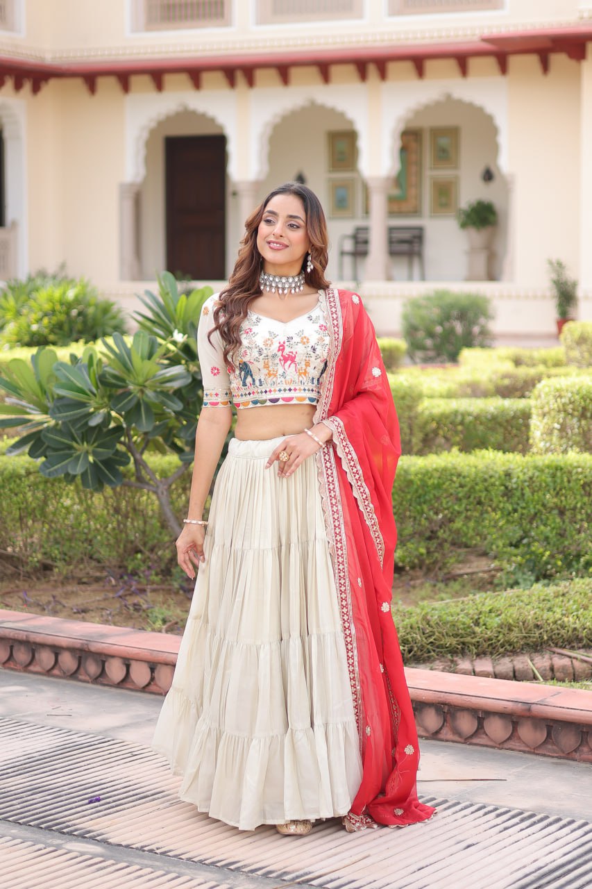 Premium Designer Cosmos Silk Lehenga Choli Dupatta Set