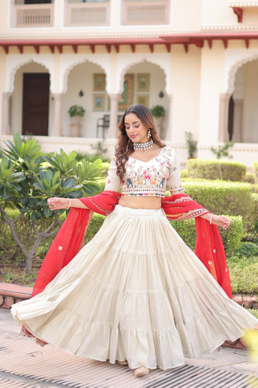 Premium Designer Cosmos Silk Lehenga Choli Dupatta Set