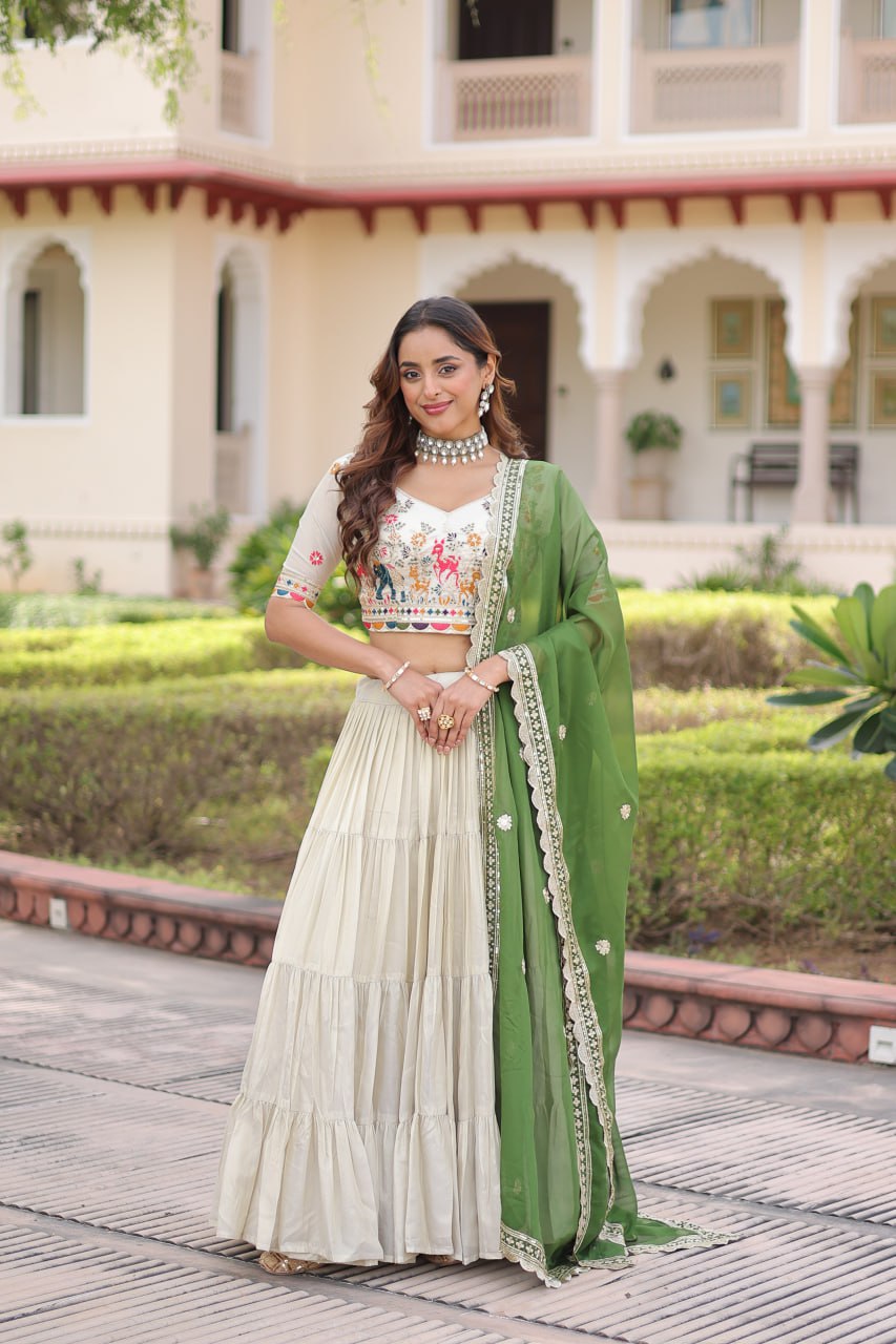 Premium Designer Cosmos Silk Lehenga Choli Dupatta Set
