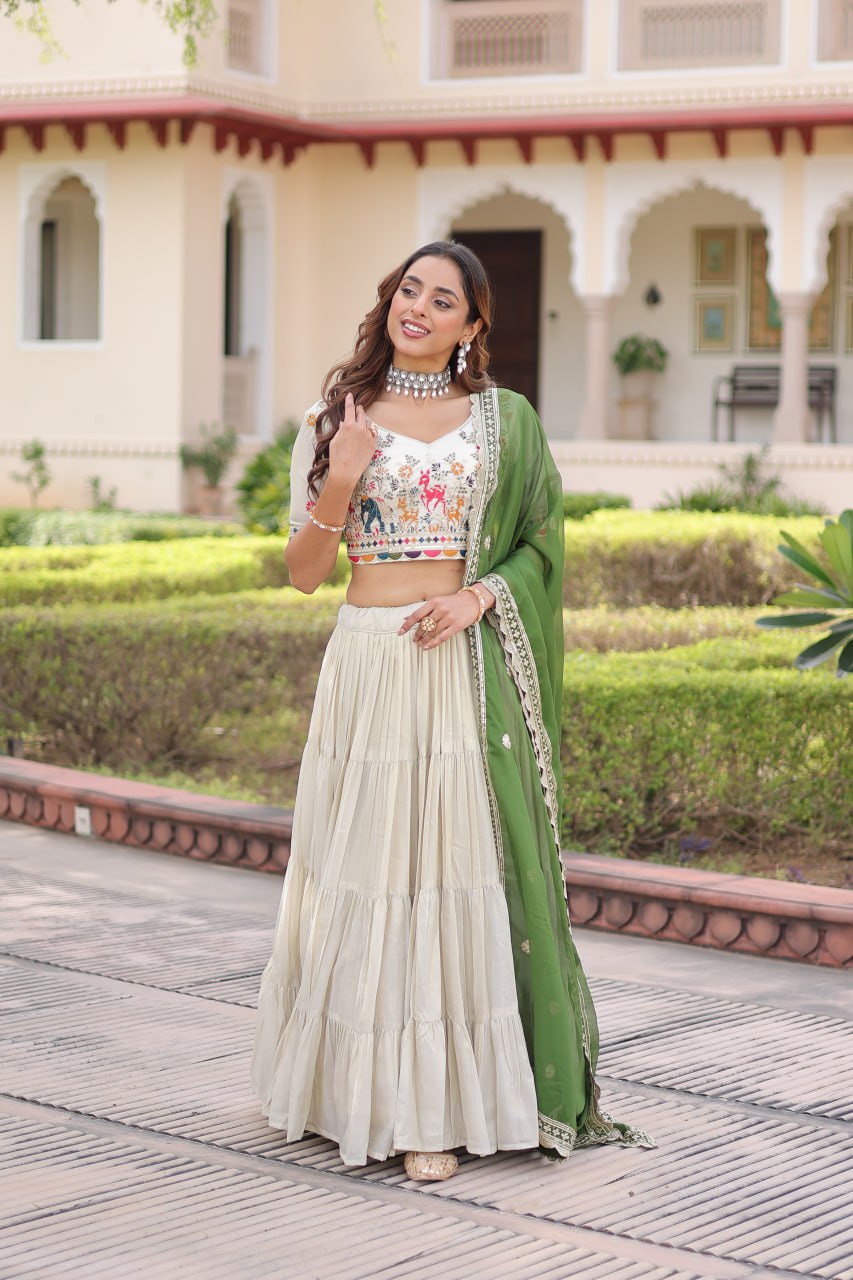Premium Designer Cosmos Silk Lehenga Choli Dupatta Set