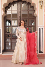 Premium Embroidered Gown with Bandhani Dupatta | Party Wear Outfit