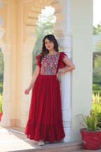 Premium Designer Multithread Embroidered Flared Gown