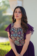 Premium Designer Multithread Embroidered Flared Gown