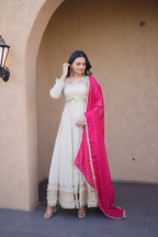 Premium Designer Mirror Work Anarkali Gown with Dupatta for Women