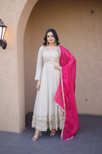 Premium Designer Mirror Work Anarkali Gown with Dupatta for Women