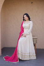 Premium Designer Mirror Work Anarkali Gown with Dupatta for Women