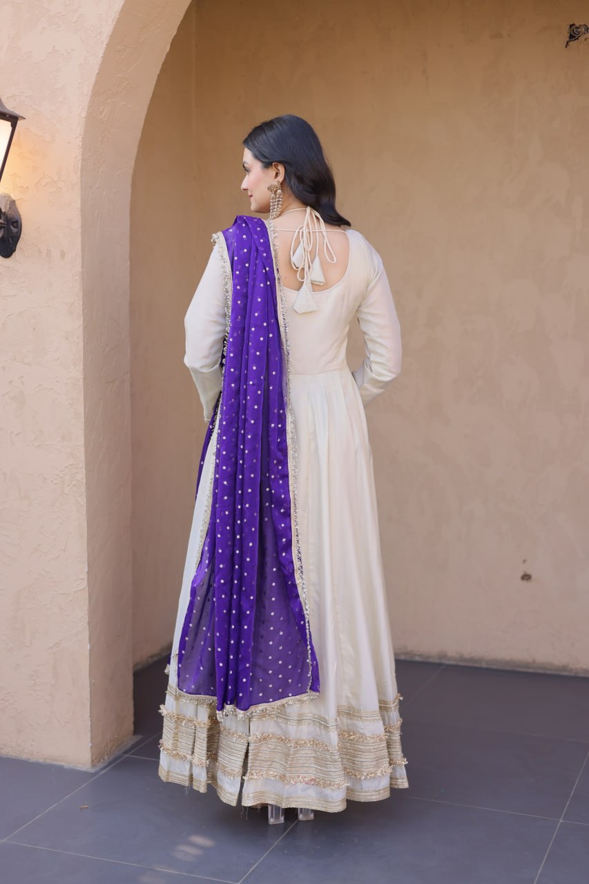 Premium Designer Mirror Work Anarkali Gown with Dupatta for Women