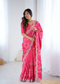 Premium Coding Sequins Embroidered Satin Silk Saree