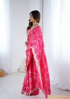 Premium Coding Sequins Embroidered Satin Silk Saree