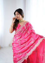 Premium Coding Sequins Embroidered Satin Silk Saree