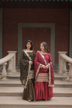 Premium Faux Georgette Sharara Suit With Embroidered Dupatta