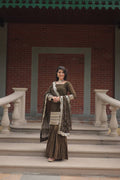 Premium Faux Georgette Sharara Suit With Embroidered Dupatta