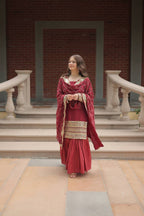 Premium Faux Georgette Sharara Suit With Embroidered Dupatta