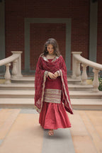 Premium Faux Georgette Sharara Suit With Embroidered Dupatta