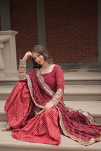 Premium Faux Georgette Sharara Suit With Embroidered Dupatta