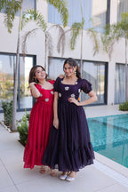 Premium Designer Fendi Silk Embroidered Party Wear Gown