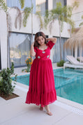 Premium Designer Fendi Silk Embroidered Party Wear Gown