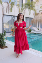 Premium Designer Fendi Silk Embroidered Party Wear Gown