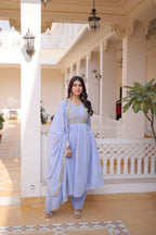 Premium Embroidered Gown Pant Set with Dupatta for Women