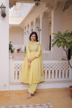Premium Embroidered Gown Pant Set with Dupatta for Women