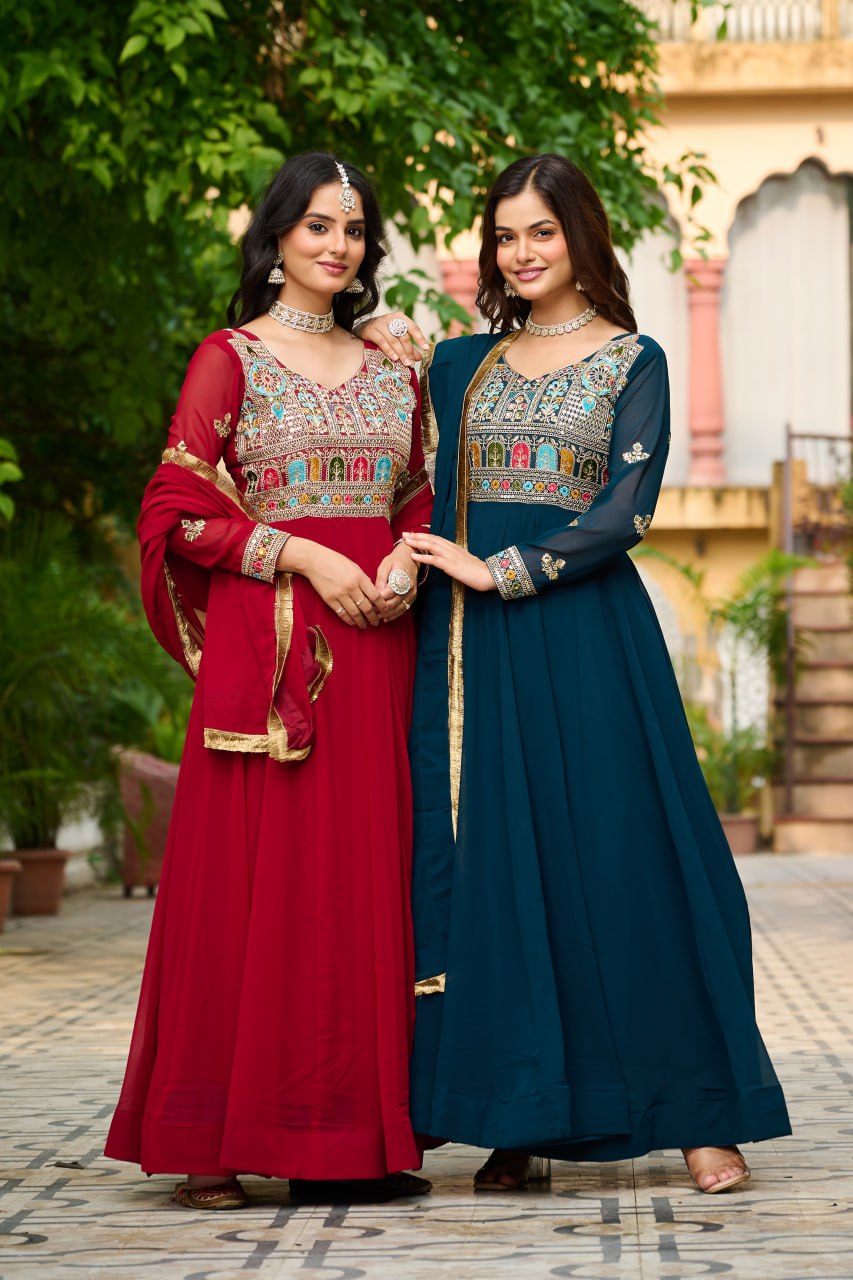 Premium Designer Embroidered Gown with Dupatta
