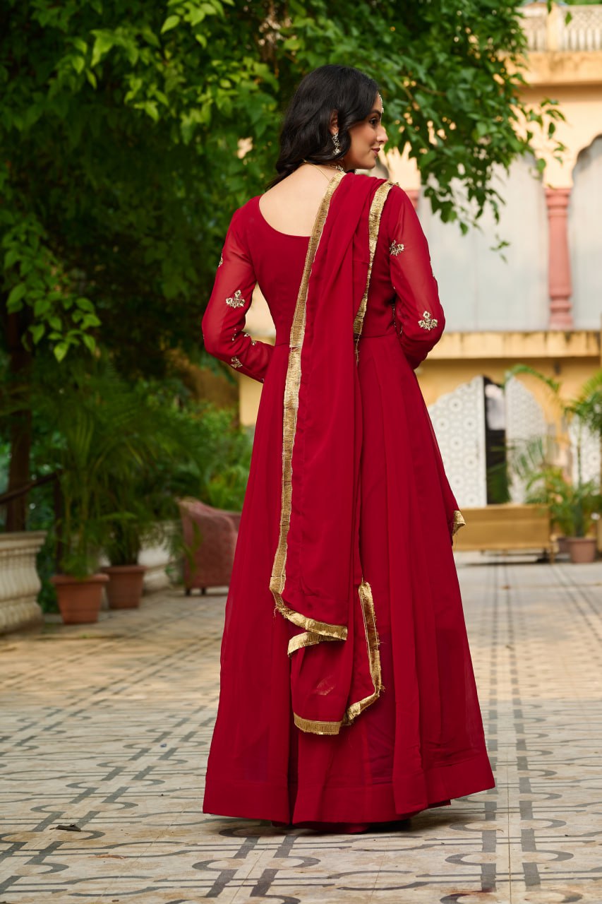 Premium Designer Embroidered Gown with Dupatta
