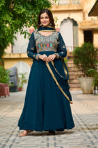 Premium Designer Embroidered Gown with Dupatta