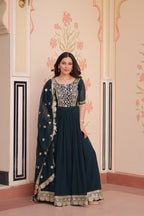 Premium Embroidered Gown with Dupatta Set | Engagement Outfit