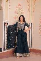 Premium Embroidered Gown with Dupatta Set | Engagement Outfit