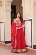 Premium Embroidered Gown with Dupatta Set | Engagement Outfit