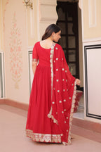 Premium Embroidered Gown with Dupatta Set | Engagement Outfit