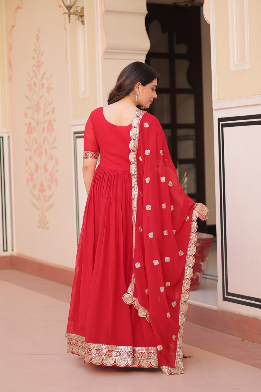 Premium Embroidered Gown with Dupatta Set | Engagement Outfit