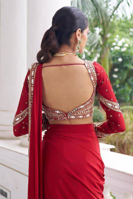 Premium Bridal Ready-to-Wear Mirror Work Saree