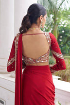 Premium Bridal Ready-to-Wear Mirror Work Saree