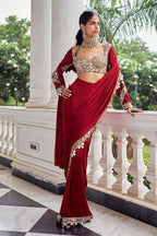 Premium Bridal Ready-to-Wear Mirror Work Saree