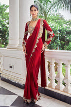 Premium Bridal Ready-to-Wear Mirror Work Saree