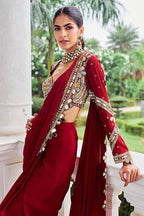 Premium Bridal Ready-to-Wear Mirror Work Saree
