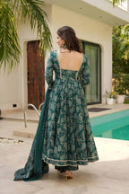Digital Print Anarkali Suit Set with Embroidery Lace Dupatta