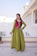 Premium Gown with Embroidered Ice Velvet Koti | Traditional Outfit