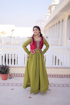 Premium Gown with Embroidered Ice Velvet Koti | Traditional Outfit