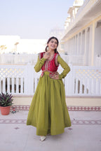 Premium Gown with Embroidered Ice Velvet Koti | Traditional Outfit