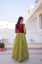 Premium Gown with Embroidered Ice Velvet Koti | Traditional Outfit
