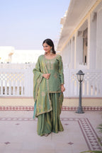 Premium Designer Fendi Crush Sharara Suit Set with Dupatta