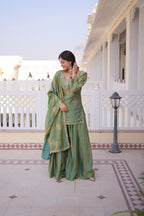 Premium Designer Fendi Crush Sharara Suit Set with Dupatta