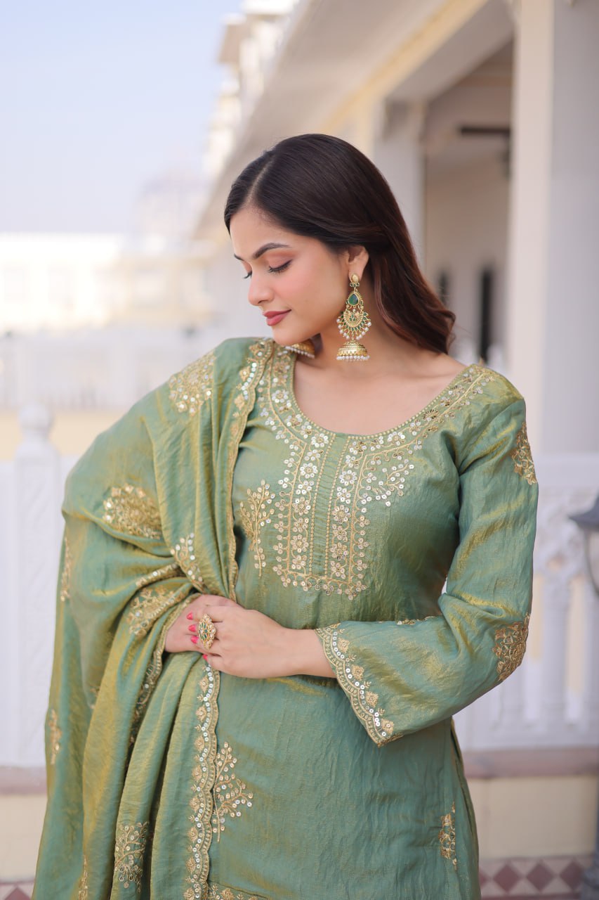 Premium Designer Fendi Crush Sharara Suit Set with Dupatta